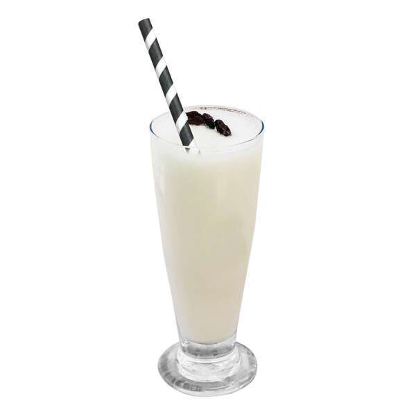 PacknWood 210CHP8BLKT, 7.75-Inch Smoothie Paper Straws with White & Black Stripes - Unwrapped, 3000/CS