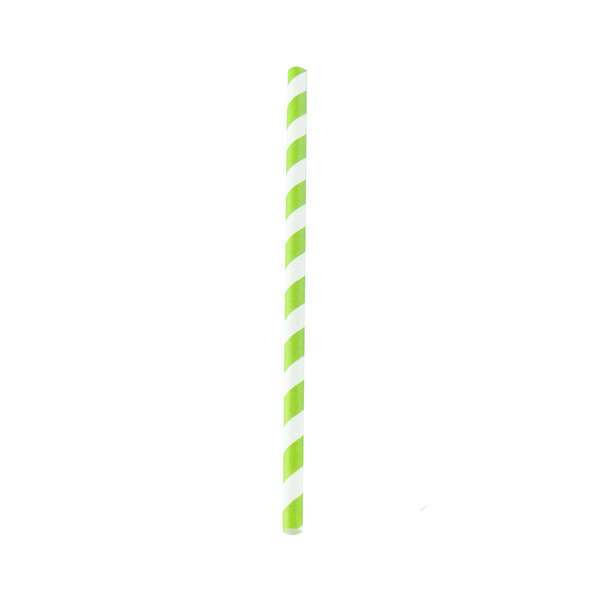 PacknWood 210CHP8LGT, 7.75-Inch Lime Green & White Striped Smoothie Paper Straws - Unwrapped, 3000/CS