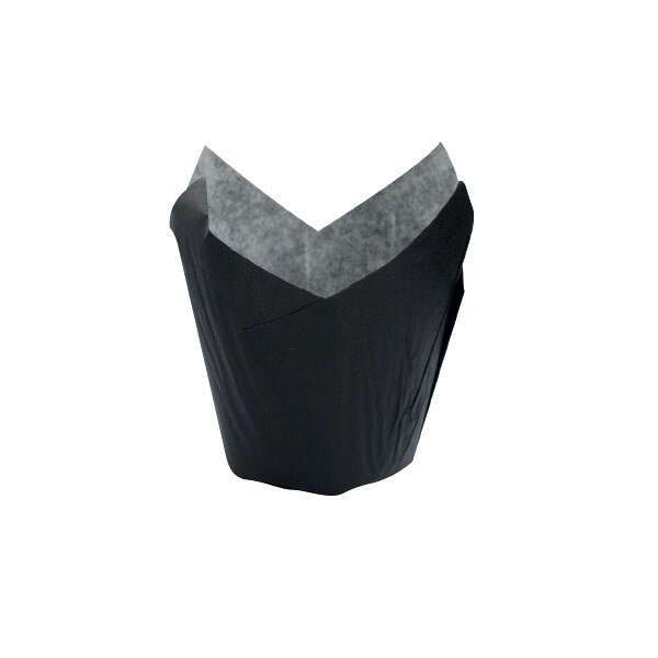 PacknWood 210CPST1N, 1. 25-Oz Tulip Paper Baking Cups, Black 1200/CS