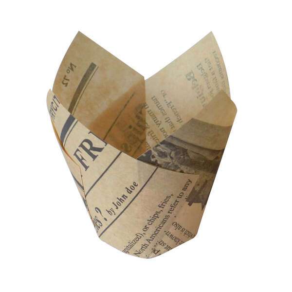 PacknWood 210CPST8J, 5 Oz 4.15-inch Dia "Tulip" Newspaper Print Baking Case, 1200/CS