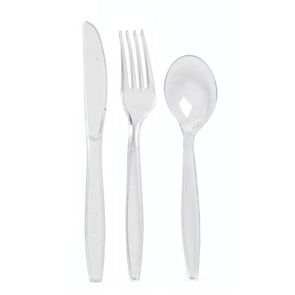 PacknWood 210CV88K41T, 7.55-Inch Wrapped Majesty Cutlery Clear Kit 4/1 (Knife, Fork, Spoon, Napkin), 250/CS