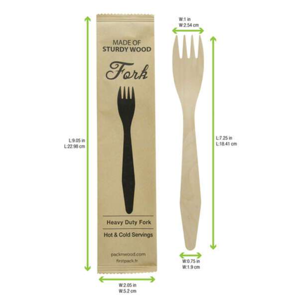 PacknWood 210CVB191W, 7-inch Wrapped Heavy Weight Wooden Fork, 500/CS