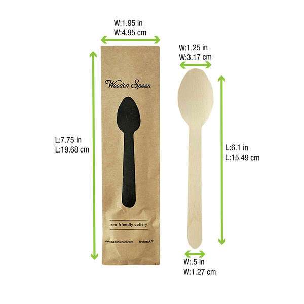 PacknWood 210CVB3W, 7.5x1.95-Inch Wrapped Wooden Spoon, 500/CS