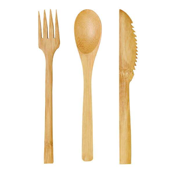 PacknWood 210CVBAK3K, 7-Inch Wrapped Bamboo Cutlery 3/1 Kit (Knife, Fork, Spoon), 250/CS