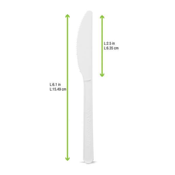 PacknWood 210CVPL622W, 6.1-Inch Unwrapped Corn White Knife, 1000/CS