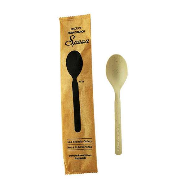 PacknWood 210CVPL633BBW, 7.5-Inch Individually Wrapped Bamboo Fiber Spoon, 500/CS