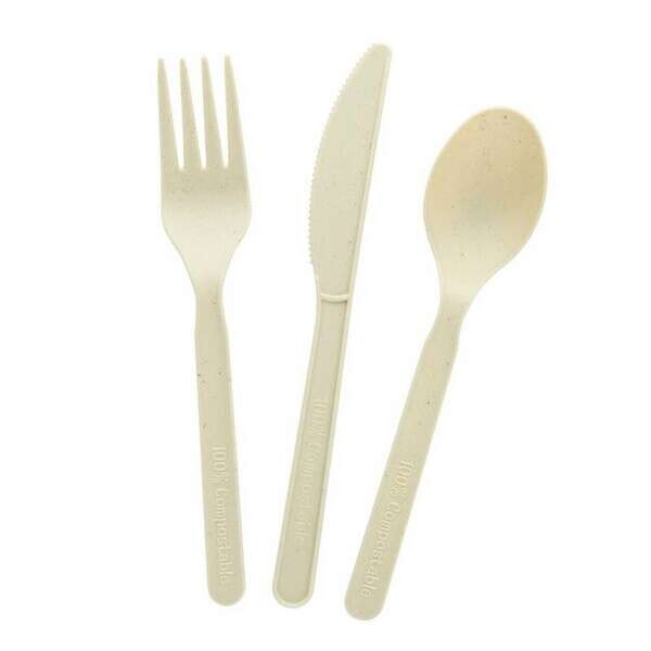 PacknWood 210CVPLK316BB, Bamboo Fiber 3/1 Cutlery Kit with Kraft Bag (Knife, Fork, Spoon, Napkin), 500/CS