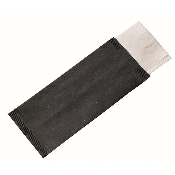 PacknWood 210CVPOCN, 4.3x10-Inch Black Cutlery Paper Bag with White Napkin 2-Ply, 500/CS