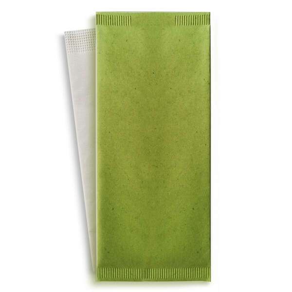 PacknWood 210CVPOCV, 4.3x10-Inch Green Cutlery Paper Bag with White Napkin 2-Ply, 500/CS