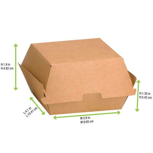 PacknWood 210EATBUK105, 3.15x3.9x4.3-Inch Kraft Burger Box, 300/CS