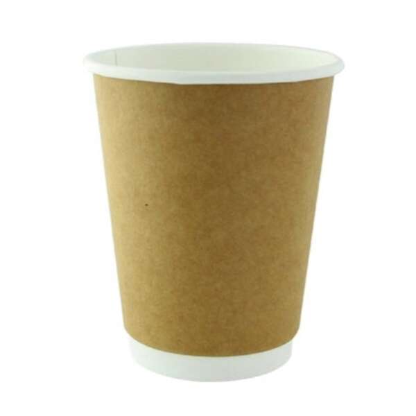 PacknWood 210GCDW12K, 12 Oz Double Wall Kraft Compostable Paper Cup, 500/CS
