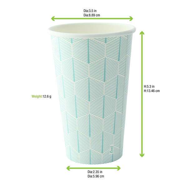 PacknWood 210GCLEAF16, 16 Oz Leaf Design Paper Cup, 1000/CS (Discontinued)