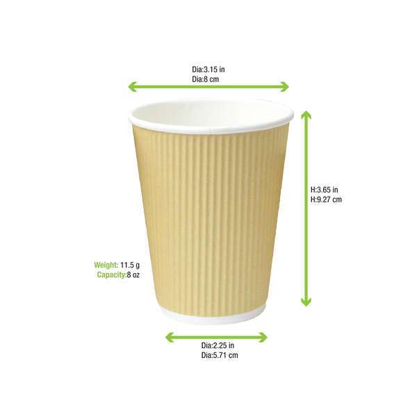 PacknWood 210GCR8BG, 8 Oz Rippled Beige Cup, 1000/CS (Discontinued)