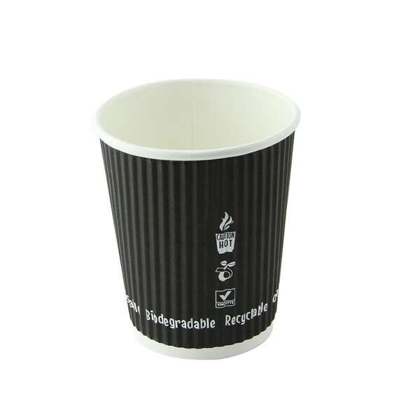 PacknWood 210GCRPLA4N, 4 Oz Compostable Rippled Black Cup, 1000/CS