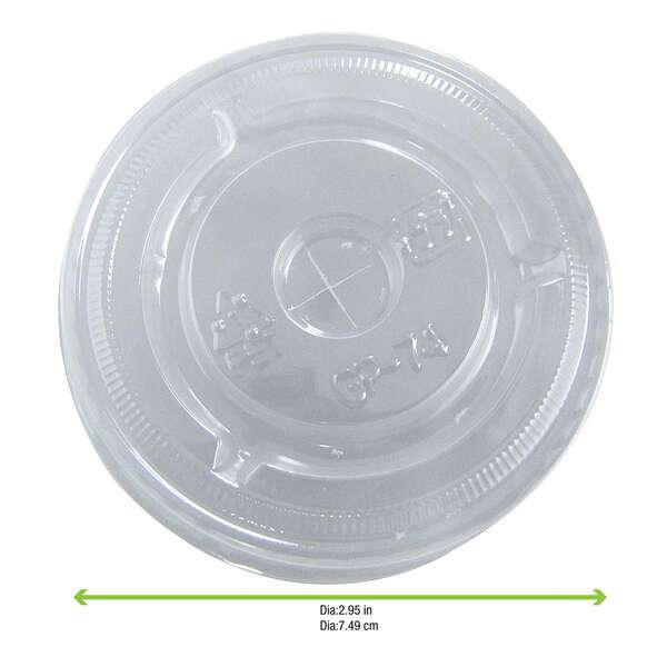 PacknWood 210GKL74X, 3-inch Dia Clear PET Flat Lid With Hole for 210POC81N & 210POB80 Cups, 1000/CS
