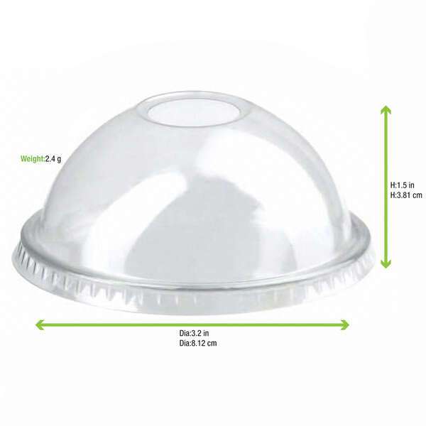 PacknWood 210GKLD78DX, 3-inch Clear Dome Lid With Hole, 1000/CS