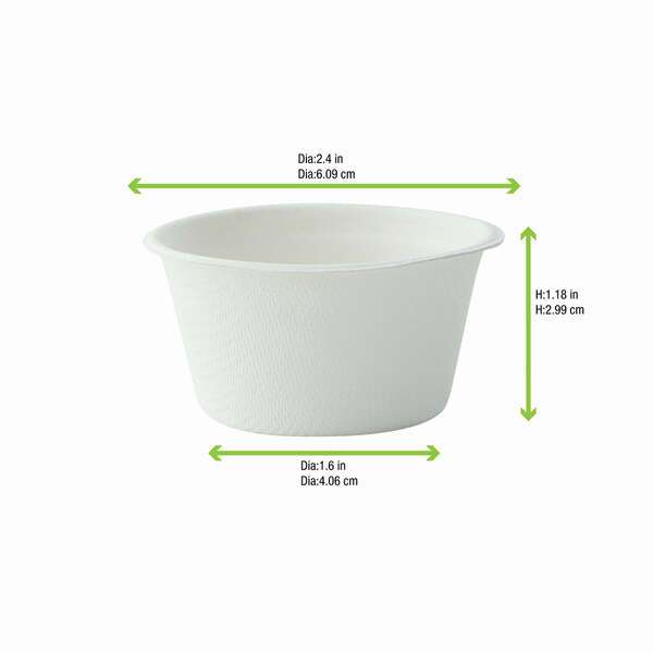PacknWood 210GPU7, 2 Oz White Sugarcane Souffle/Portion Cup, 2000/CS