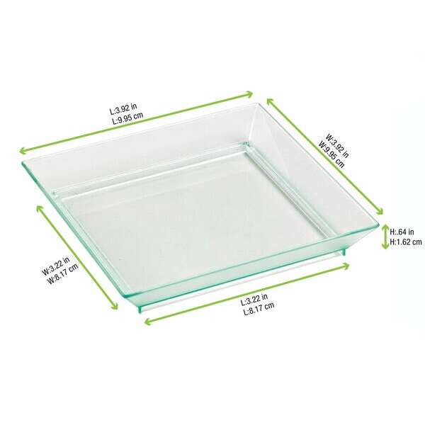 PacknWood 210KLAR1010, 3.5 Oz Klarity Square Mini Transparent Green Dish, 100/PK