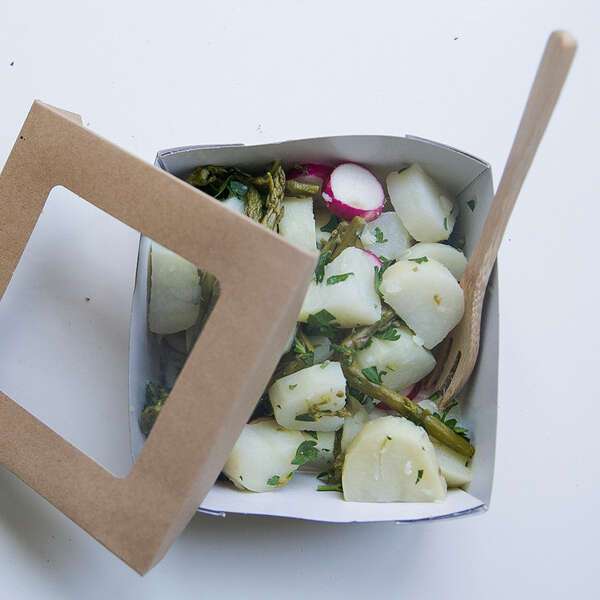 PacknWood 210KRAYB155 5.5x5.5x2-inch Square Kraft Paper Box with Clear Window, Brown, 250/CS