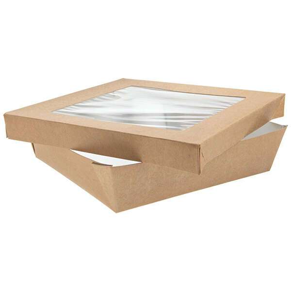 PacknWood 210KRAYB195 7.1x7.1x2-inch Square Kraft Paper Box with Clear Window, Brown, 200/CS
