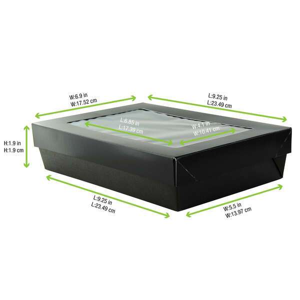 PacknWood 210KRAYBAK225, 48 Oz Bakeable Black Kray Box with PET Lid, 100/PK