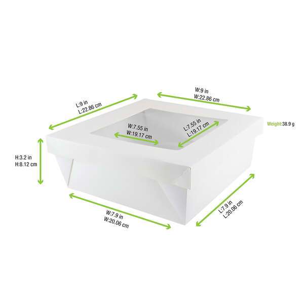 PacknWood 210KRAYWH208, 118 Oz White Kray Boxes with PET Window Lid, 100/PK