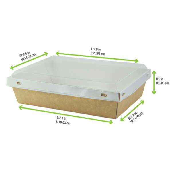PacknWood 210KVIEW1000, 32 Oz Laminated Kraft Box with Clear PET Lid, 100/PK