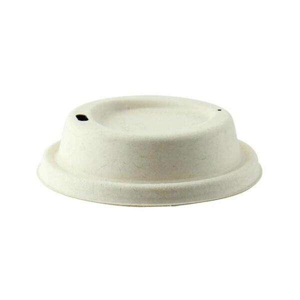 PacknWood 210LPU90D, 12 Oz Compostable Brown Sugarcane Coffee Lid for 10-20 Oz Cups 1000/CS