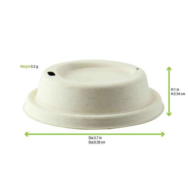 PacknWood 210LPU90D, 12 Oz Compostable Brown Sugarcane Coffee Lid for 10-20 Oz Cups 1000/CS
