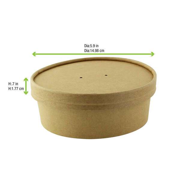 PacknWood 210LSOUP156K, 6-inch Matching Kraft Lids For 210PC Series Containers, 360/CS