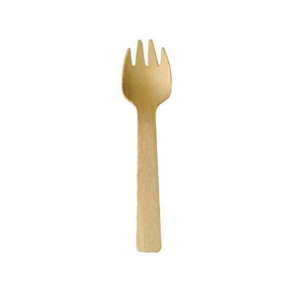 PacknWood 210MSPK, 4-inch Unwrapped Wooden Mini Spork, 3000/CS
