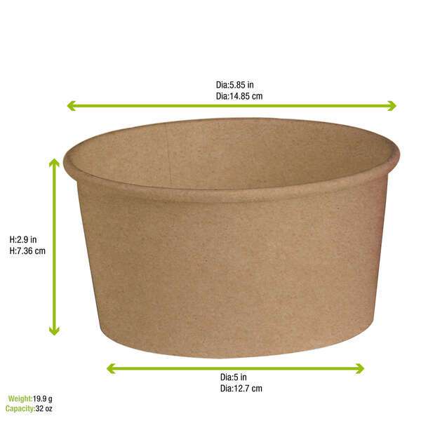 PacknWood 210PC1000K, 30 Oz Round Kraft To Go Sturdy Paper Cup for Cold & Hot Servings, 360/CS