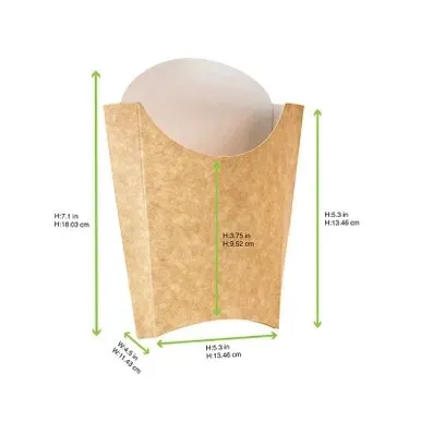 PacknWood 210PFMBRUN, 16 Oz Large Kraft French Fry Pails, 1000/CS