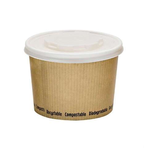 PacknWood 210PLAS16, 16 Oz, Compostable Kraft Ripple Soup Cup, 500/CS. Lids Sold Separately. (Discontinued)