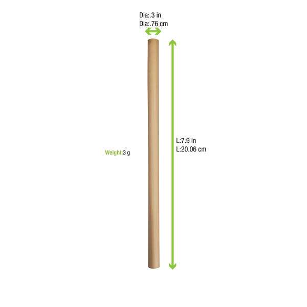 PacknWood 210RDSTRW205, 8-inch Unwrapped Durable and Reusable Reed Straws, 500/CS