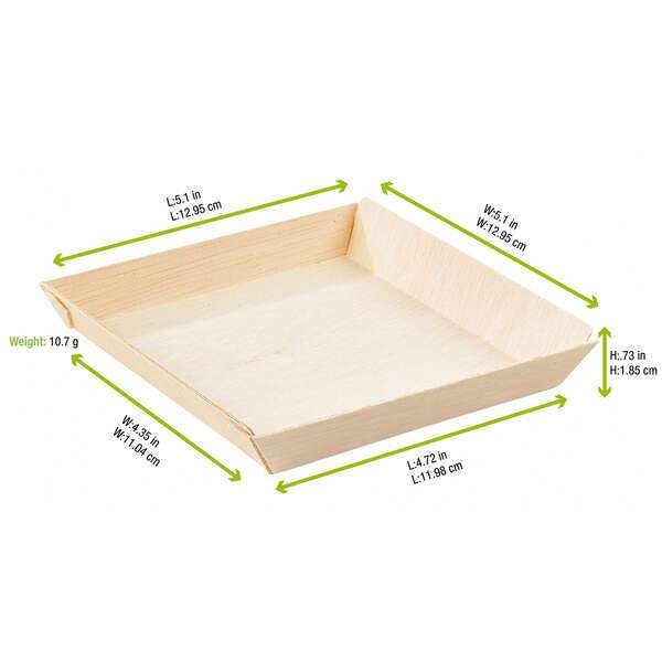 PacknWood 210SAMBQ1313, 8 Oz Square "Samurai" Wooden Dish, 100/PK