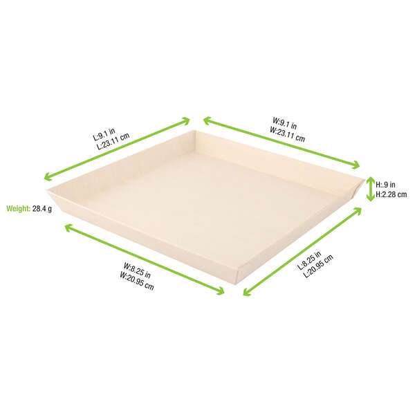 PacknWood 210SAMBQ2323, 42 Oz Square "Samurai" Wooden Dish, 100/PK
