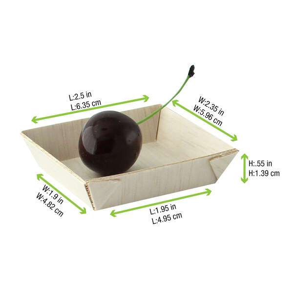 PacknWood 210SAMBQ60, 1.8 Oz Samurai Mini Square Wooden Tray, 200/CS