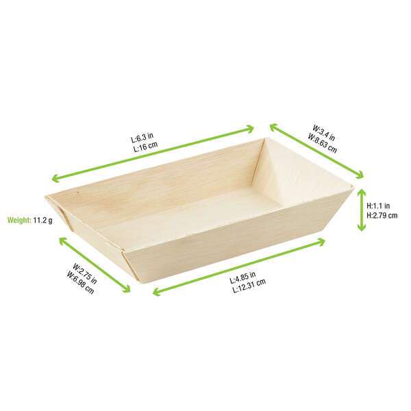 PacknWood 210SAMBQ85, 10 Oz Rectangular "Samurai" Wooden Dish, 100/PK