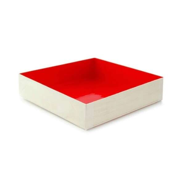 PacknWood 210SAMRED160, 6.3-inch Wooden Folding Box with Red Shiny Interior, 100/PK