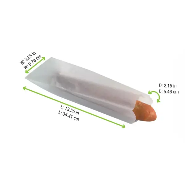 PacknWood 210SAND34, 13-inch White Paper Sandwich Bag, 1000/CS