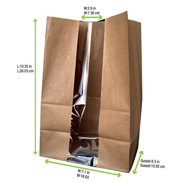 PacknWood 210SOS11BRF, 7-inch Long Brown SOS Bag with Window, 500/CS