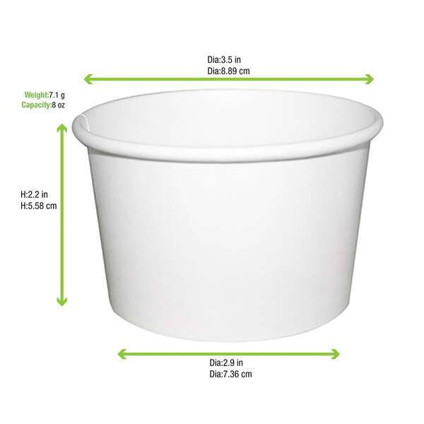 PacknWood 210SOUP8, 8 Oz White Soup Cup (Lid optional), 500/CS