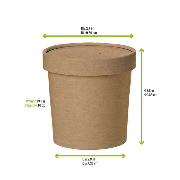 PacknWood 210SOUPCOK16, 16 Oz Brown Kraft Soup Cup with Kraft Lid Included, 500/CS