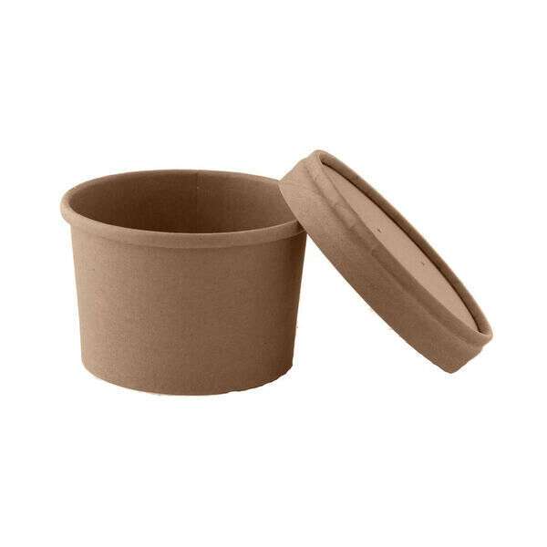 PacknWood 210SOUPCOK8, 8 Oz Brown Kraft Soup Cup with Kraft Lid Included, 500/CS