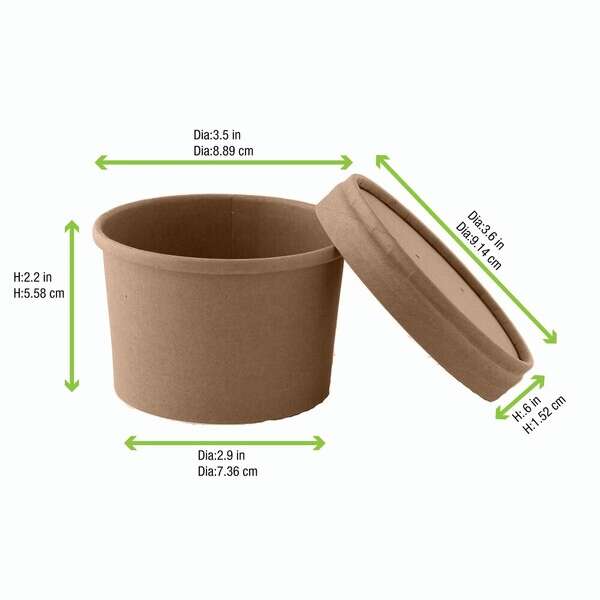 PacknWood 210SOUPCOK8, 8 Oz Brown Kraft Soup Cup with Kraft Lid Included, 500/CS