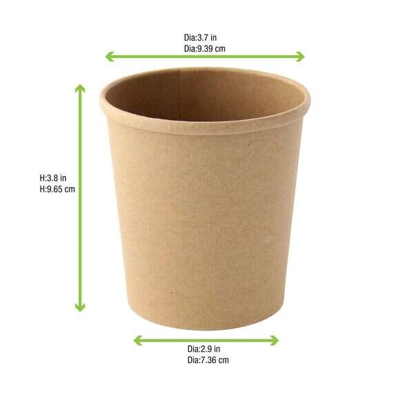 PacknWood 210SOUPK17K, 16 Oz Brown Kraft Soup Cup (Lid Optional), 500/CS