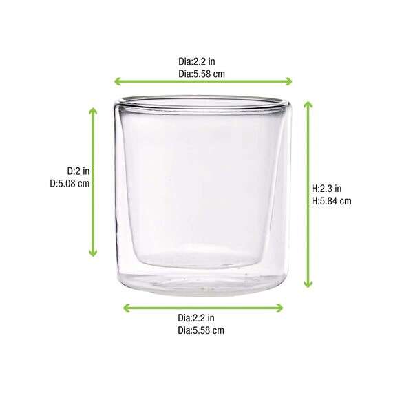 PacknWood 210VBOBALI, 2 Oz Double Wall Short Mini Glass, 48/PK