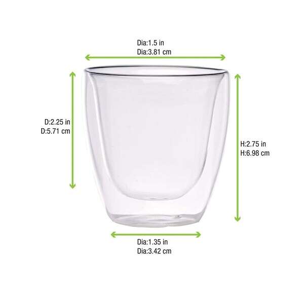 PacknWood 210VBOBOOGY, 2.5 Oz Double Wall Short Mini Glass, 48/PK
