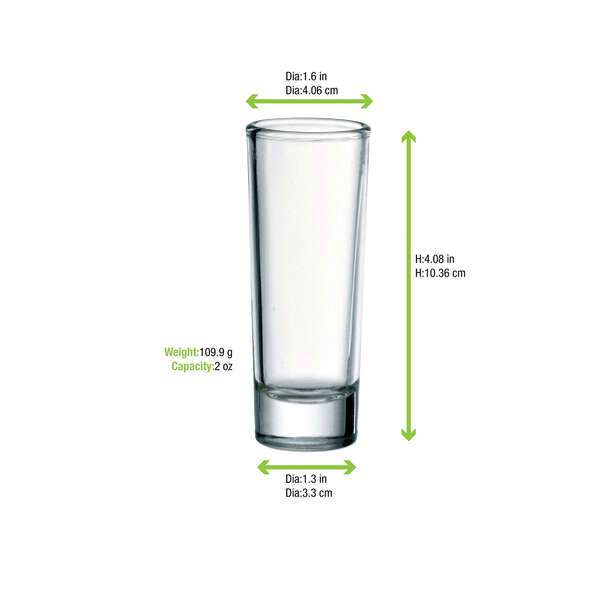 PacknWood 210VRCYL4, 4 Oz Cylo 2 Shooter Glass, 48/PK